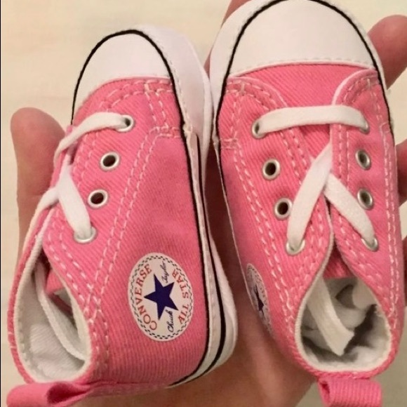 Gently used Converse Chuck Taylor First Star Easy Slip Hi Pink crib shoes - Picture 3 of 7